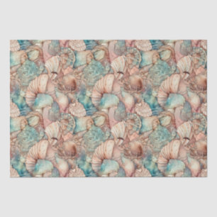 Watercolor Art Nouveau Style Seashells Pattern Tissue Paper