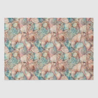 Watercolor Art Nouveau Style Seashells Pattern Tissue Paper