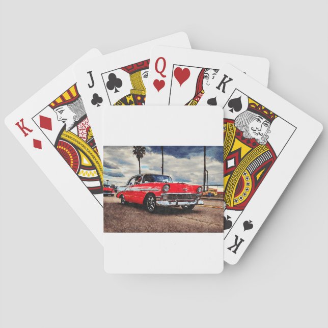 Watercolor art of 1956 Chevrolet Bel Air Playing Cards (Back)