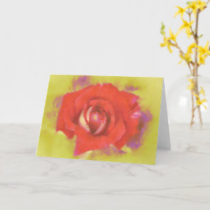 Watercolor Art Red Rose Art Note Card