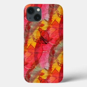 Watercolor art red yellow iPhone 13 case