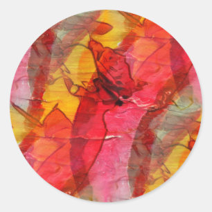 Watercolor art red yellow classic round sticker