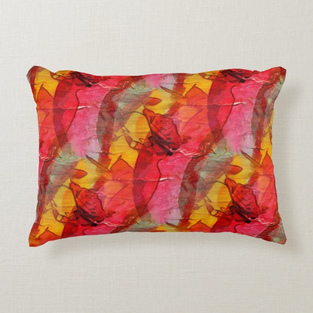 Watercolor art red yellow decorative cushion (Front)