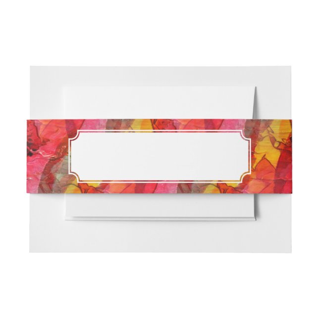 Watercolor art red yellow invitation belly band (Front Example)