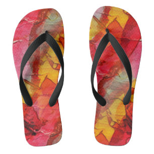 Watercolor art red yellow jandals