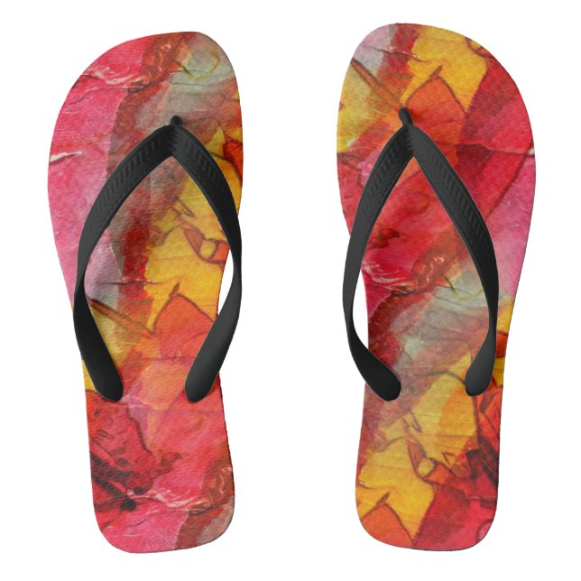 Watercolor art red yellow jandals (Footbed)