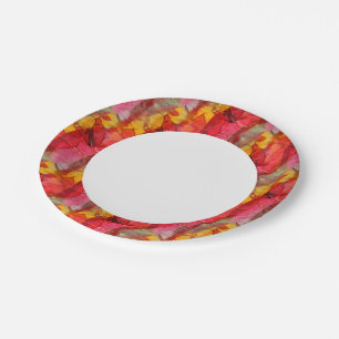 Watercolor art red yellow paper plate