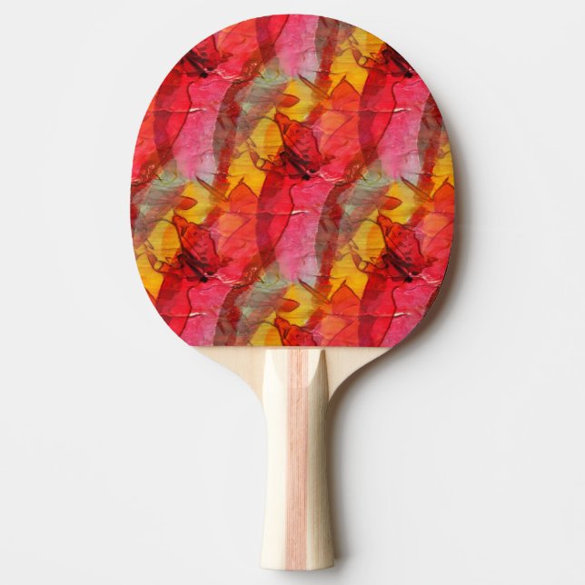 Watercolor art red yellow ping pong paddle (Front)
