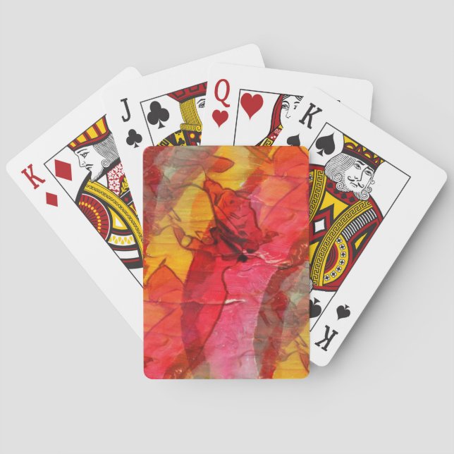 Watercolor art red yellow playing cards (Back)