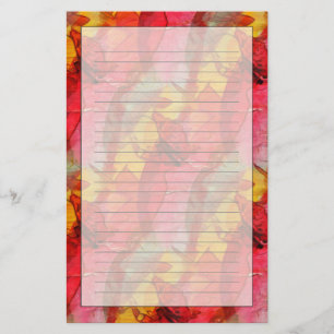 Watercolor art red yellow stationery