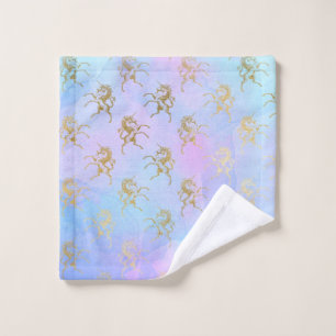 Watercolor Art Soft Colours Golden Unicorn Fantasy Wash Cloth