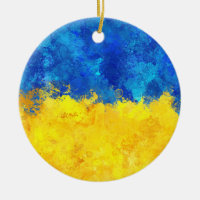 Watercolor art Ukrainian flag 
