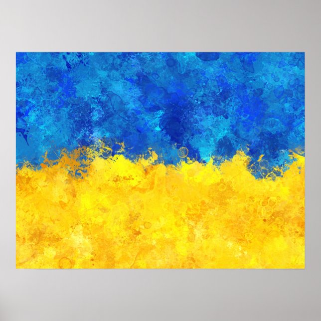 Watercolor art Ukrainian flag  Poster (Front)