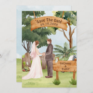 Watercolor art wedding  save the date