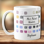 Watercolor Artist Name Monogram Not Paint Water Coffee Mug<br><div class="desc">This mug is decorated with a watercolor pattern of colour samples in soft muted shades of purple, grey ochre and green. The words Not Paint Water are added and a Paint Water version is also in my store. Perfect for an artist or someone who enjoys painting. Personalise it with your...</div>