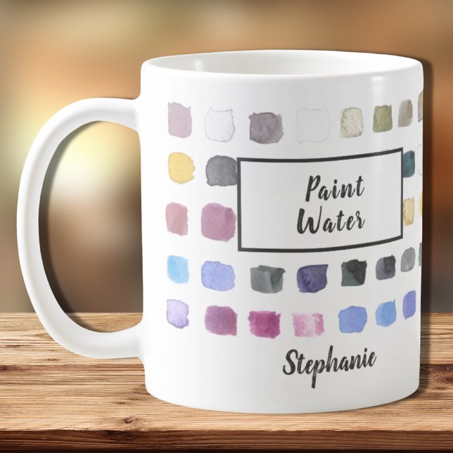 Watercolor Artist Name Monogram Paint Water Coffee Mug (Creator Uploaded)
