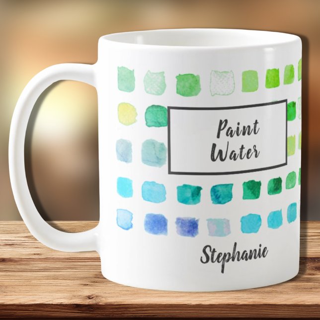 Watercolor Artist Name Paint Water Green Coffee Mug (Creator Uploaded)