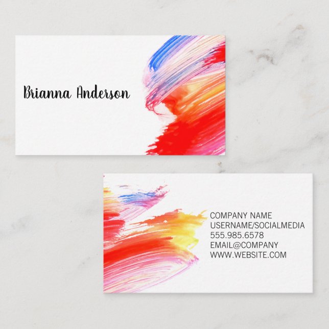 Watercolor Artistic Brushed Business Card (Front/Back)
