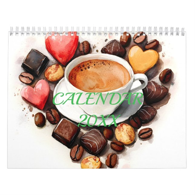 Watercolor Artistic Coffee Lovers Moments Calendar (Cover)