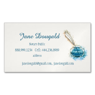 Watercolor Artistic  Feather Pen Classic Notary  Magnetic Business Card