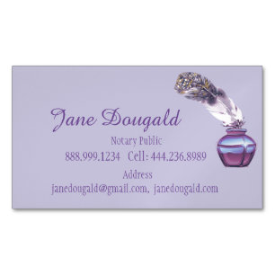 Watercolor Artistic Feather Pen Classic Notary Magnetic Business Card