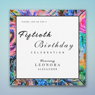 Watercolor Artistic Flowers ANY Birthday Party Invitation
