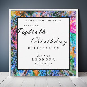 Watercolor Artistic Flowers ANY Surprise Birthday  Invitation