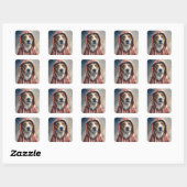 Watercolor Artwork Brown and White Dog in Hoodie  Square Sticker (Sheet)