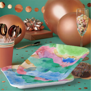 WATERCOLOR ARTWORK PAPER PLATE