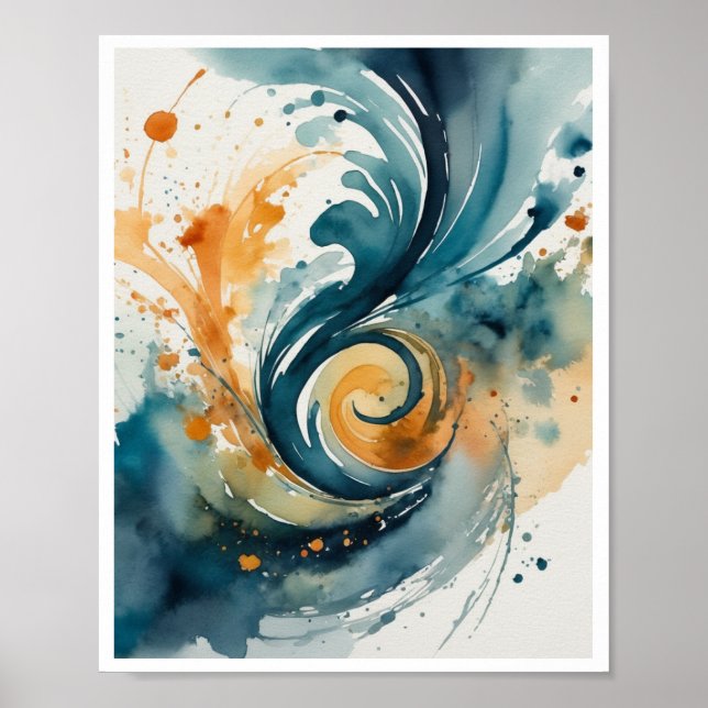 watercolor artworks abstract swirls splashes poster (Front)