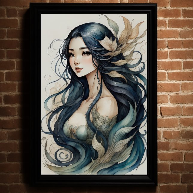 Watercolor Asian Mermaid Poster (Creator Uploaded)