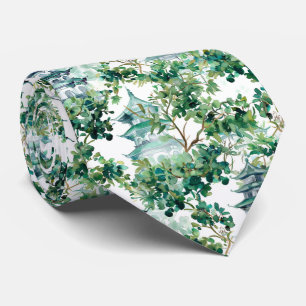 Watercolor Asian Pagoda in Verdant Landscape (15) Tie