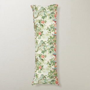 Watercolor Asian Pagoda in Verdant Landscape (1) Body Cushion