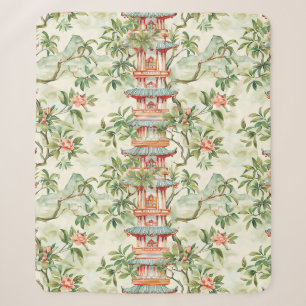 Watercolor Asian Pagoda in Verdant Landscape (1) Sherpa Blanket