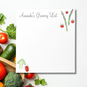 Watercolor Asparagus, Broccoli, Tomatoes, Peppers Notepad