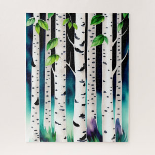 Watercolor Aspen Trees Jigsaw Puzzle