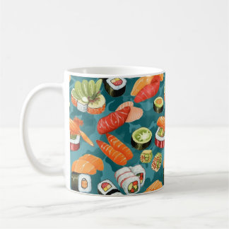 Watercolor Assorted Sushi Pieces Coffee Mug