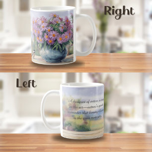 Watercolor Asters and Chickadee Quote Coffee Mug