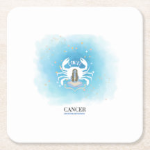 Watercolor Astrology - Cancer Paper Coasters