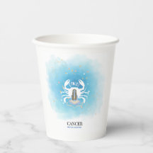 Watercolor Astrology - Cancer Paper Cups