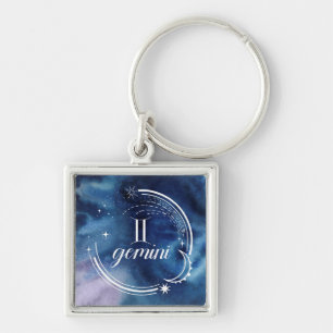 Watercolor Astrology - Gemini Key Ring