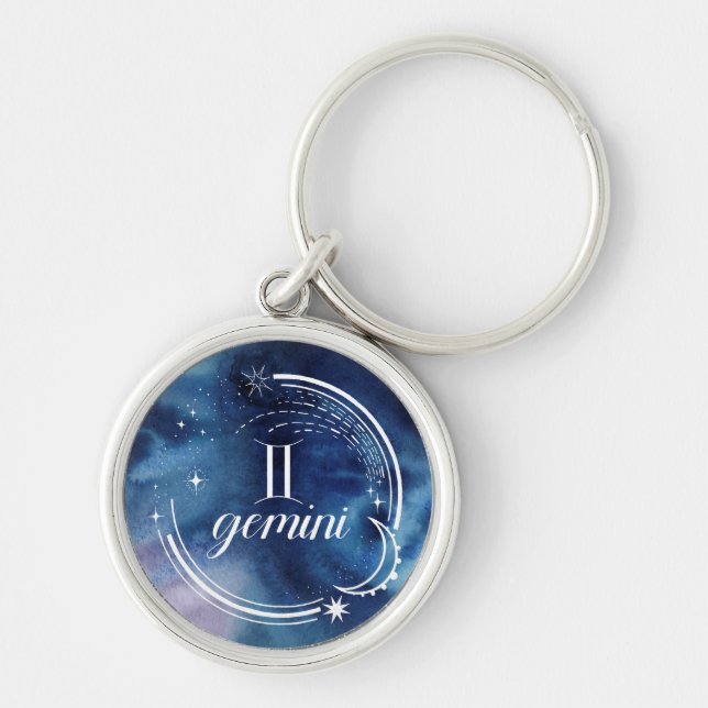 Watercolor Astrology - Gemini Key Ring (Front)
