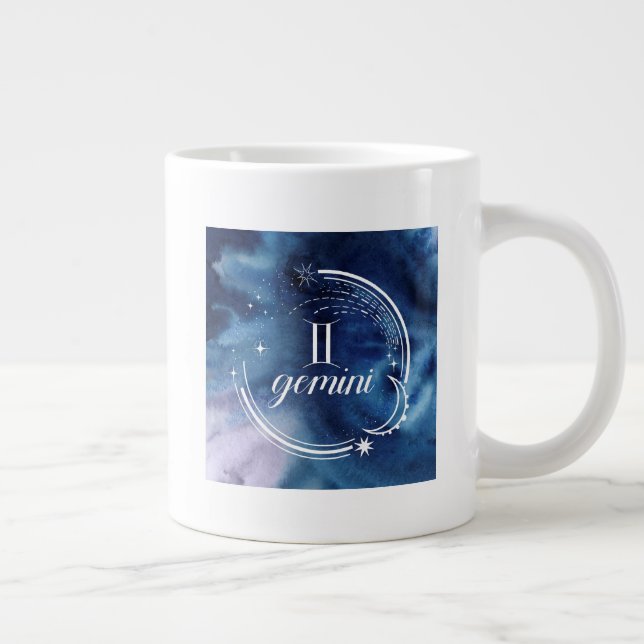 Watercolor Astrology - Gemini Large Coffee Mug (Right)
