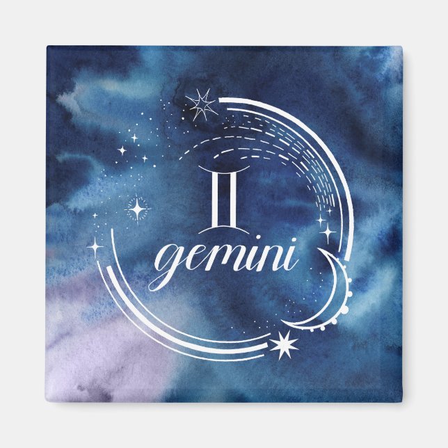 Watercolor Astrology - Gemini Magnet (Front)
