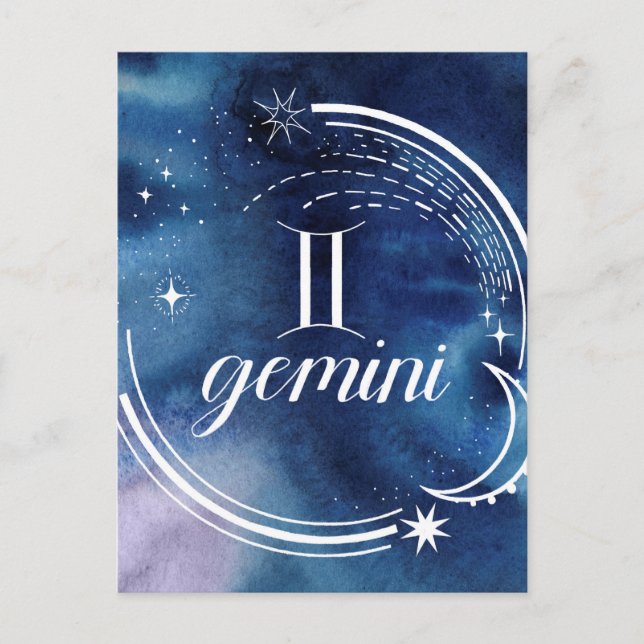 Watercolor Astrology - Gemini Postcard (Front)