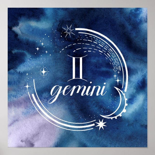 Watercolor Astrology - Gemini Poster (Front)