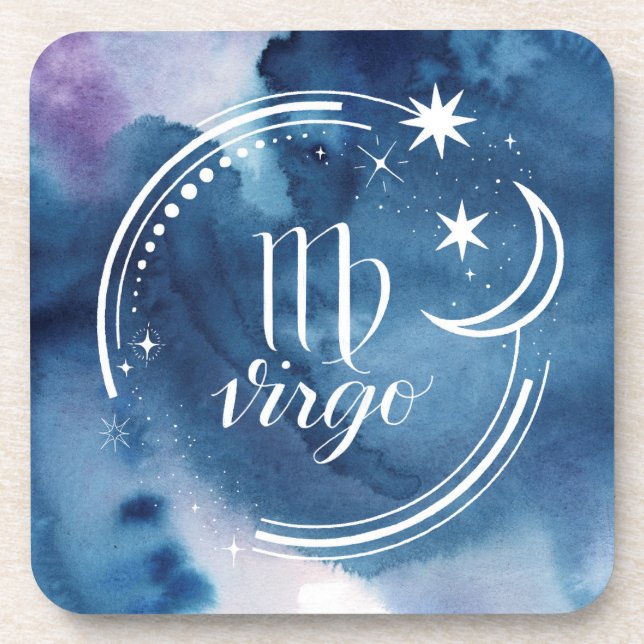 Watercolor Astrology - Virgo Coaster (Front)