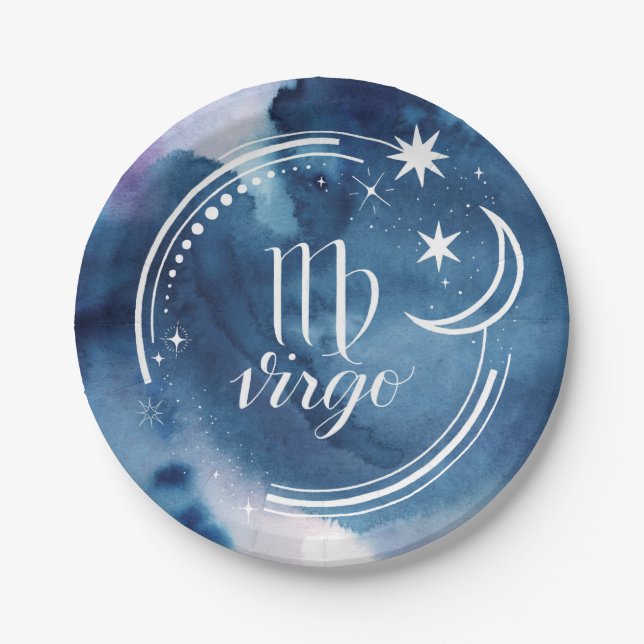Watercolor Astrology - Virgo Paper Plate (Front)