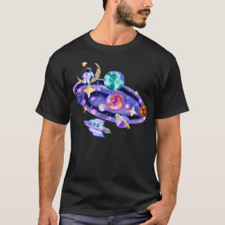 Watercolor Astronaut In Space T-Shirt