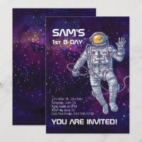 Watercolor Astronaut in Space with Stars & Galaxy.